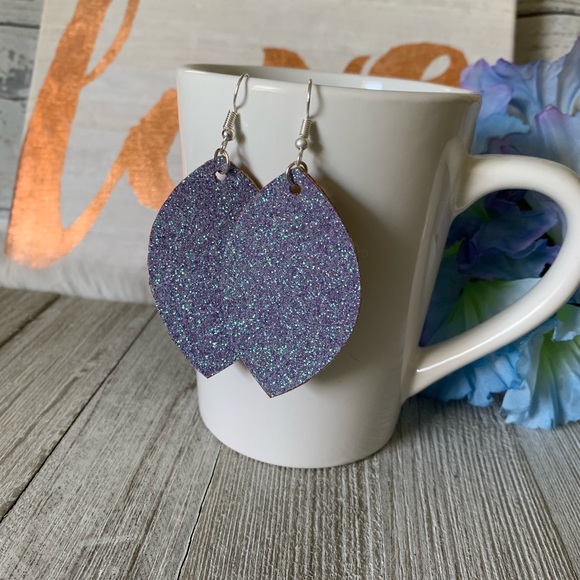 Jewelry - NWT Periwinkle Glittery Cork Earrings